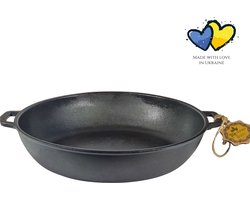 MAYSTERNYA Gietijzeren Braadpan Ø26 cm – Duurzame Skillet voor BBQ, Oven & Fornuis – Perfect voor Grillen & Bakken – Outdoor Kookpan Cadeau – Mat Zwart
