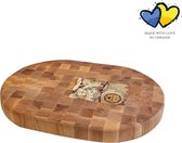 Planche à découper ovale en bois Maysternya™ - 44 x 32 x 4,5 cm - Bois de billot qualité Horeca - Marron