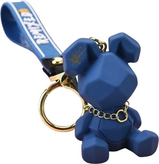 Sleutelhanger geometrische teddybeer - Blauw / goud