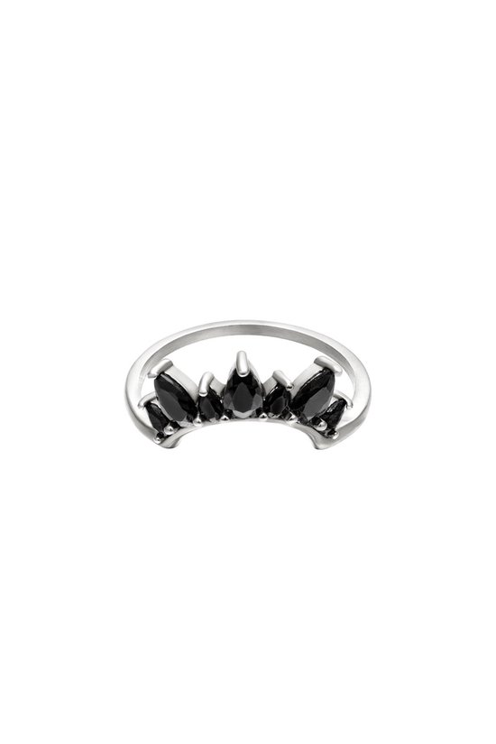 Stainless Steel -Crown Ring -Zircon -Silver -16- yehwang