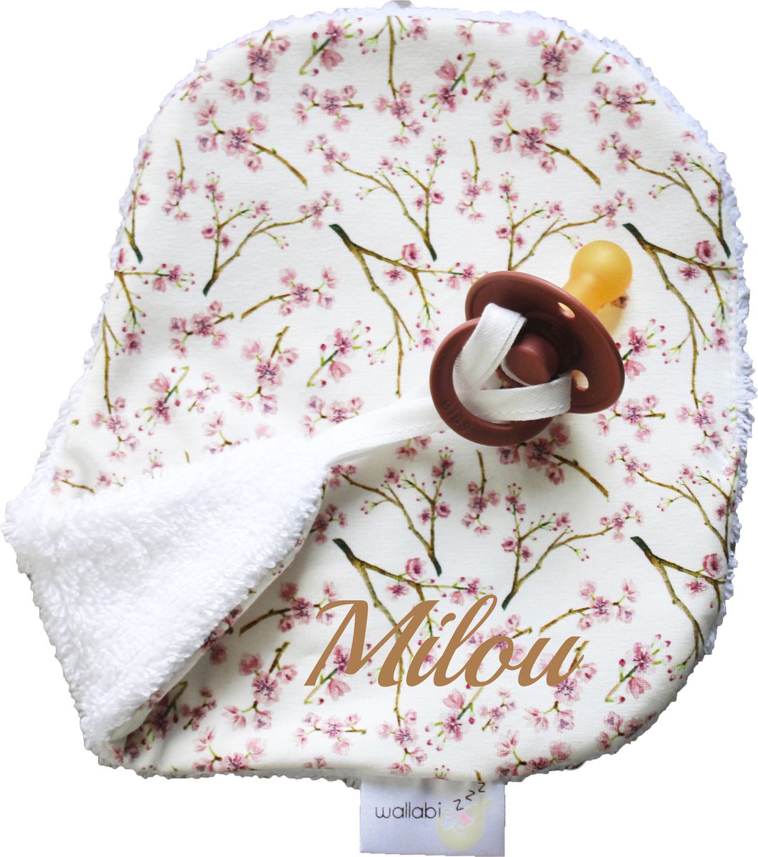 Goedkoopste Wallabiezzz Speendoekje met naam - gepersonaliseerd kraamcadeau - Baby cadeau - Roze