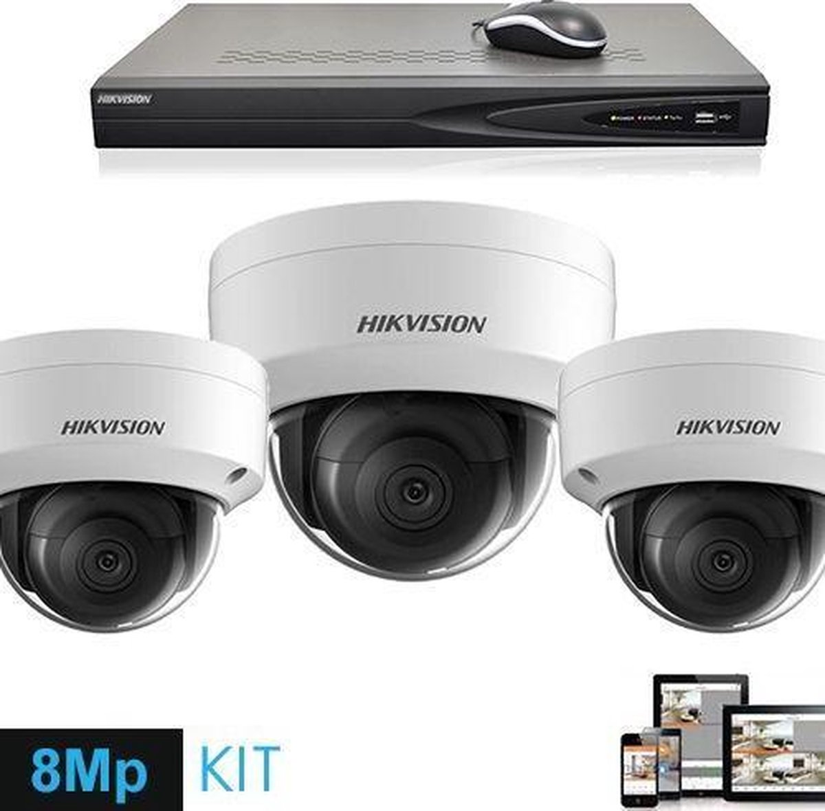 beveiligingscamera Hikvision 4K Ultra HD 8 Megapixel IP Acusense set 3x Dome White