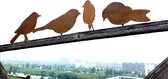 Tuindecoratie set van 4 vogels - Decoratie voor buiten - Tuin accessoires - Sfeer vogels - Staande vogels - ijzer - Bruin/Roestkleur
