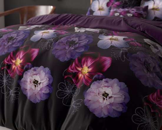 Housse de couette Sleeptime Magic Flower - 140 x 200/220 + 1 taie d'oreiller 60 x 70 cm - Violet