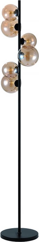 Freelight - Vloerlamp Calcio 6 lichts H 170 cm excl. 6x G9 LED amber glas zwart