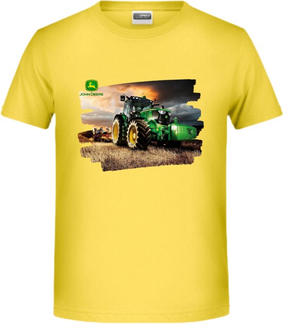 Trekker shirt kind John Deere geel -James & Nicholson-158/164-t-shirts jongens