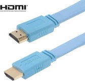 1.5m vergulde HDMI naar HDMI 19Pin platte kabel, 1.4 versie, ondersteuning HD TV / XBOX 360 / PS3 / projector / dvd-speler enz. (Babyblauw)
