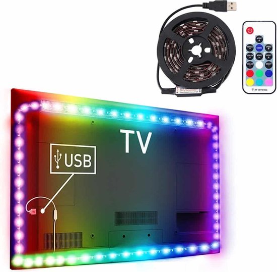 1m USB TV Blackboard RGB lumière de corde époxy, 12W 60 LED SMD 5050 avec  télécommande