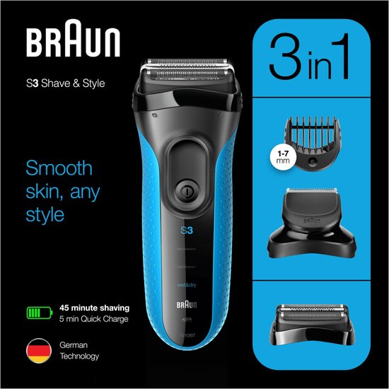 Product parachute bezoek Braun Series 3 Shave&Style 3010BT - Elektrisch Scheerapparaat Mannen |  bol.com