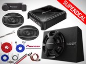 1300W Pioneer Subwoofer + Versterker + Ovale Speakers + 20mm2 Kabelset + Splitter & Telefoonhouder