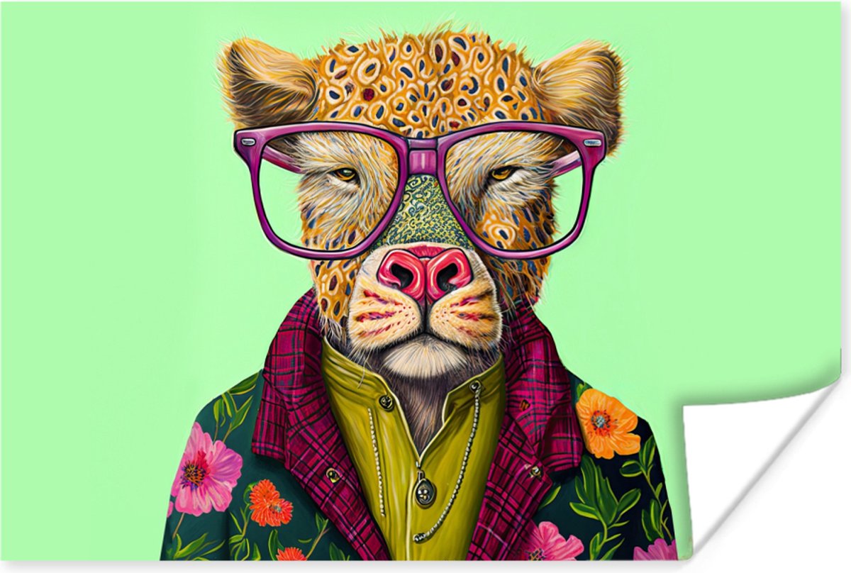 Poster Dieren - Bril - Hond - Design - 90x60 cm