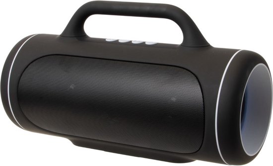 BRAINZ Bluetooth Boombox zwart met LED verlichting, 20W geluid, draagbare speaker met handgreep