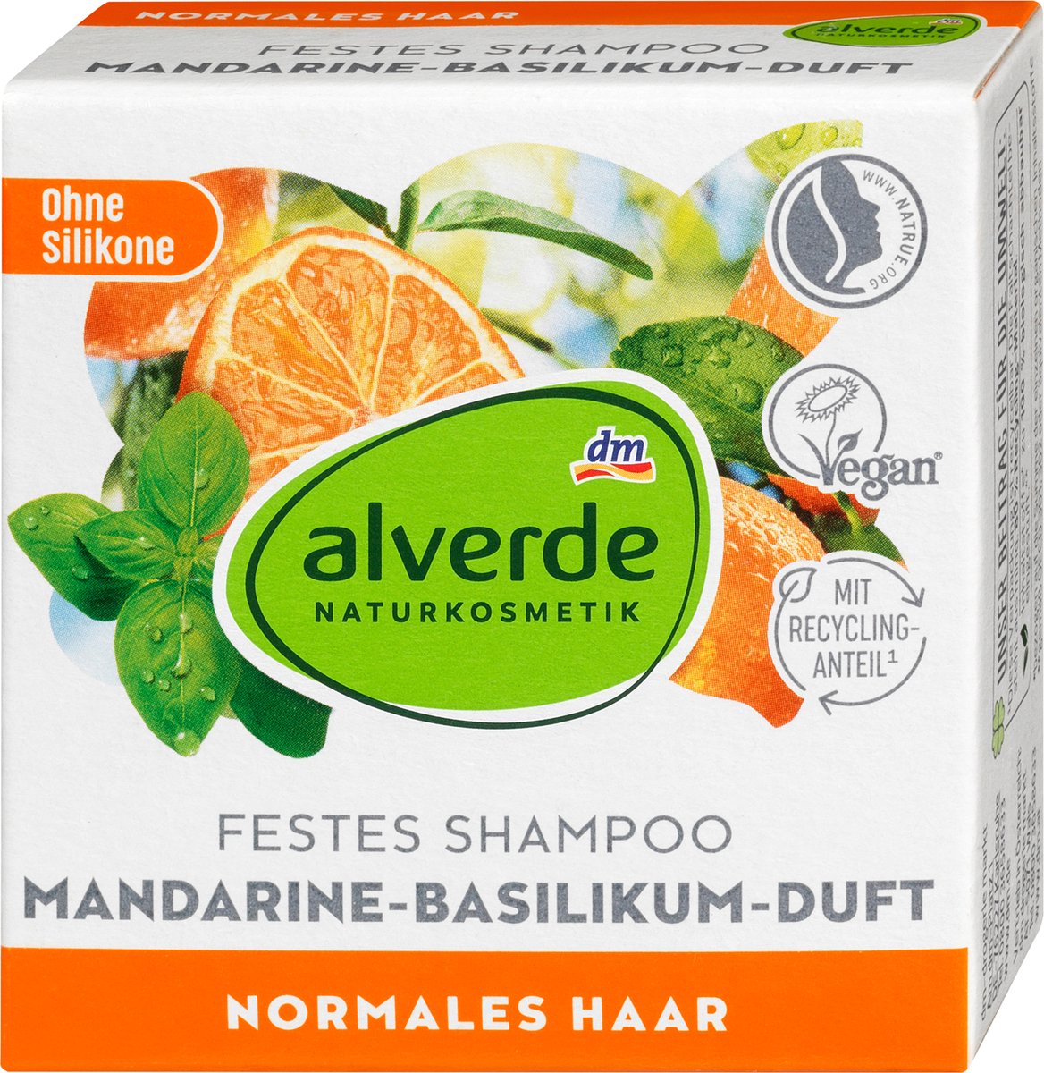 alverde NATURKOSMETIK Bar shampoo met mandarijn-basilicumgeur, 60 g