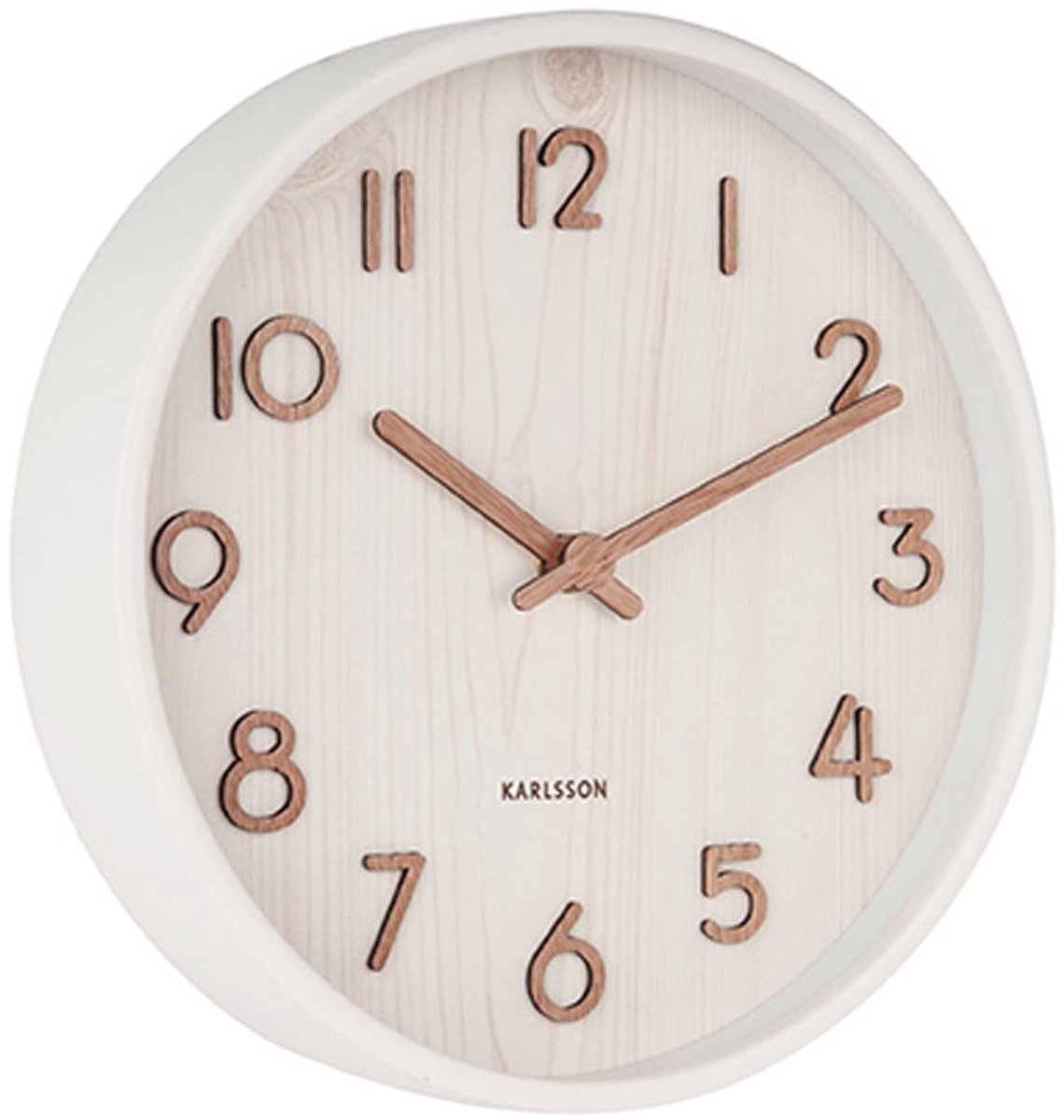 Karlsson Wandklok Pure - Wit lindehout - Large - 60cm - Rond - Lindehout - Klokken voor Woonkamer - Kantoor - Slaapkamer