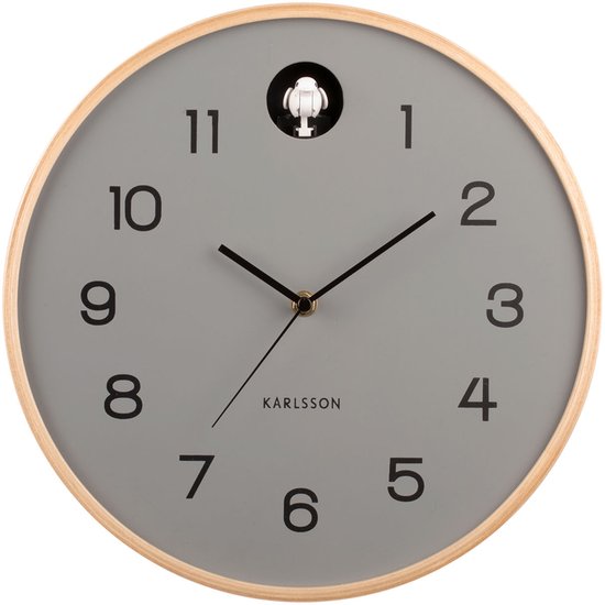 Horloge murale coucou Natural bois de bouleau gris souris