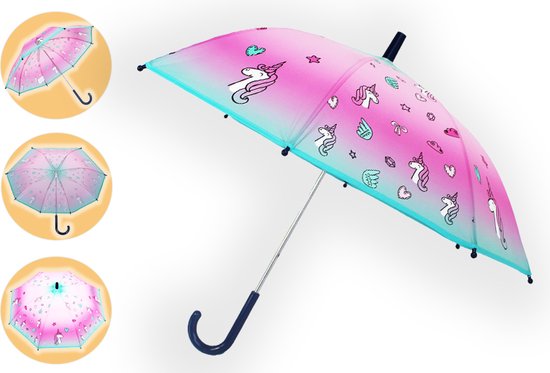 Kinderparaplu eenhoornparaplu voor kinderen: Roze eenhoornparaplu - Magische regenbescherming voor kinderen