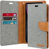 Hoesje geschikt voor iPhone XR - Mercury Canvas Diary Wallet Case - Grijs