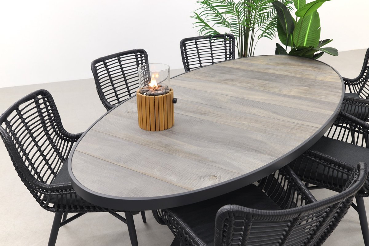 Hartman Milaan/Silva wood-look 240x115 cm oval garden dining set - 7-piece