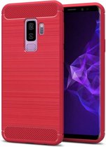 Samsung Galaxy S9 Plus - Geborstelde TPU Cover - Rood