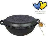 Marmite hollandaise en fonte Maysternya ™ - 8 litres - Cuisine Plein air - Cocotte BBQ en fonte - Zwart