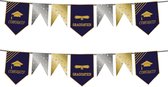 Folat Vlaggenlijn geslaagd thema - 2x - 6 meter - goud/zilver - papier - diploma examenfeest hangdecoratie