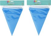Party Vlaggenlijn - 2x - binnen/buiten - plastic - blauw - 600 cm - 25 punt vlaggetjes