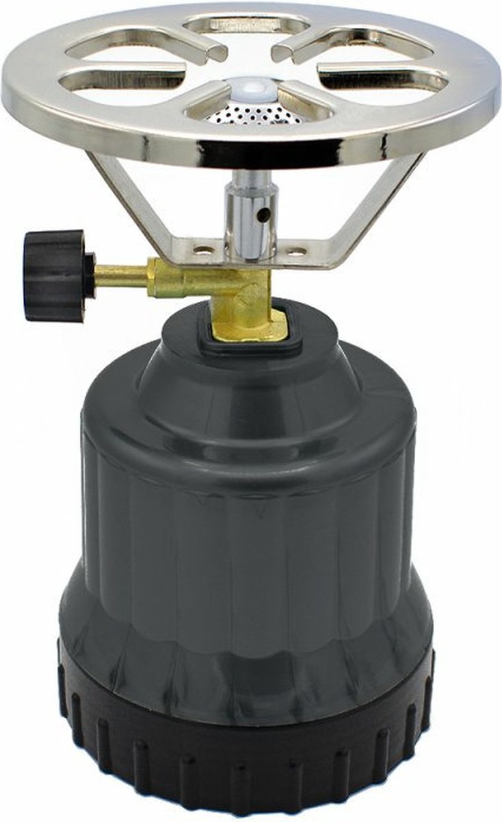 Camping - kookpit/kookstel - met gasbrander - donkergrijs - 18.5 x 12 x 12 cm