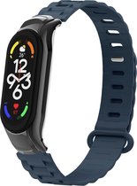 TPU Smartwatch bandje - Geschikt voor Xiaomi Mi Band 7 TPU bandje met frame - donkerblauw - Strap-it Horlogeband / Polsband / Armband