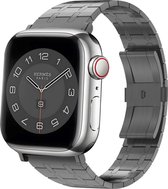 Strap-it Stalen schakel horlogeband - Geschikt voor Apple Watch bandje - Series 1/2/3/4/5/6/7/8/9/SE - Zwart - Premium metalen band met RVS vlindersluiting - iWatch bandje voor maat: 38 mm 40 mm 41 mm