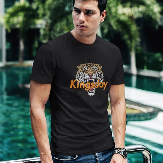 strottenhoofd verloving kasteel Zwart Koningsdag T-shirt - MAAT XL - Heren Pasvorm - Kingsday Tiger Oranje  | bol.com