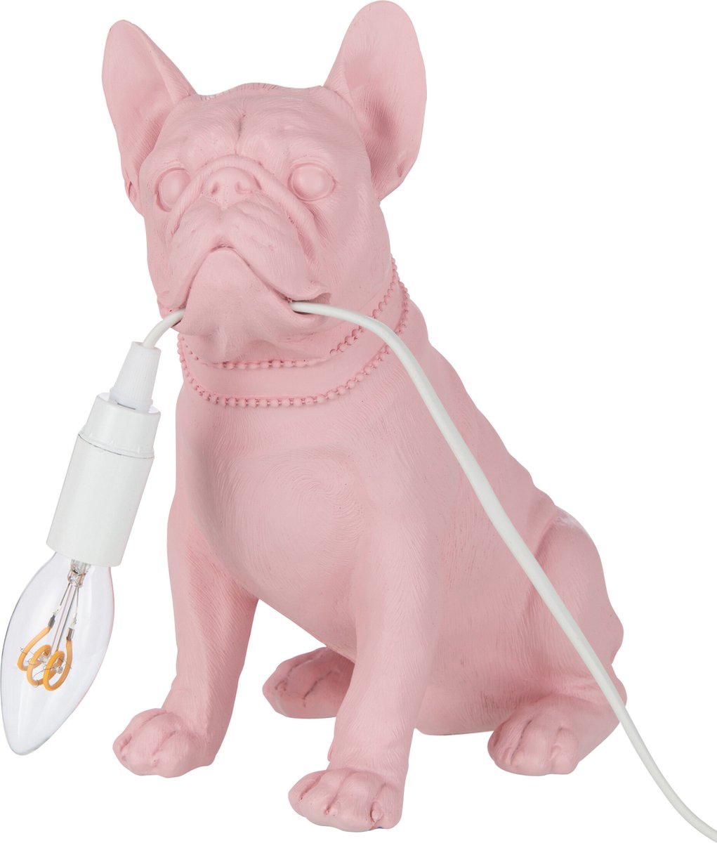 J-Line Lampe In Form Einer Weißen Bulldogge | Poly-Material | 29 Cm Hoch | Mit E14 Sockel