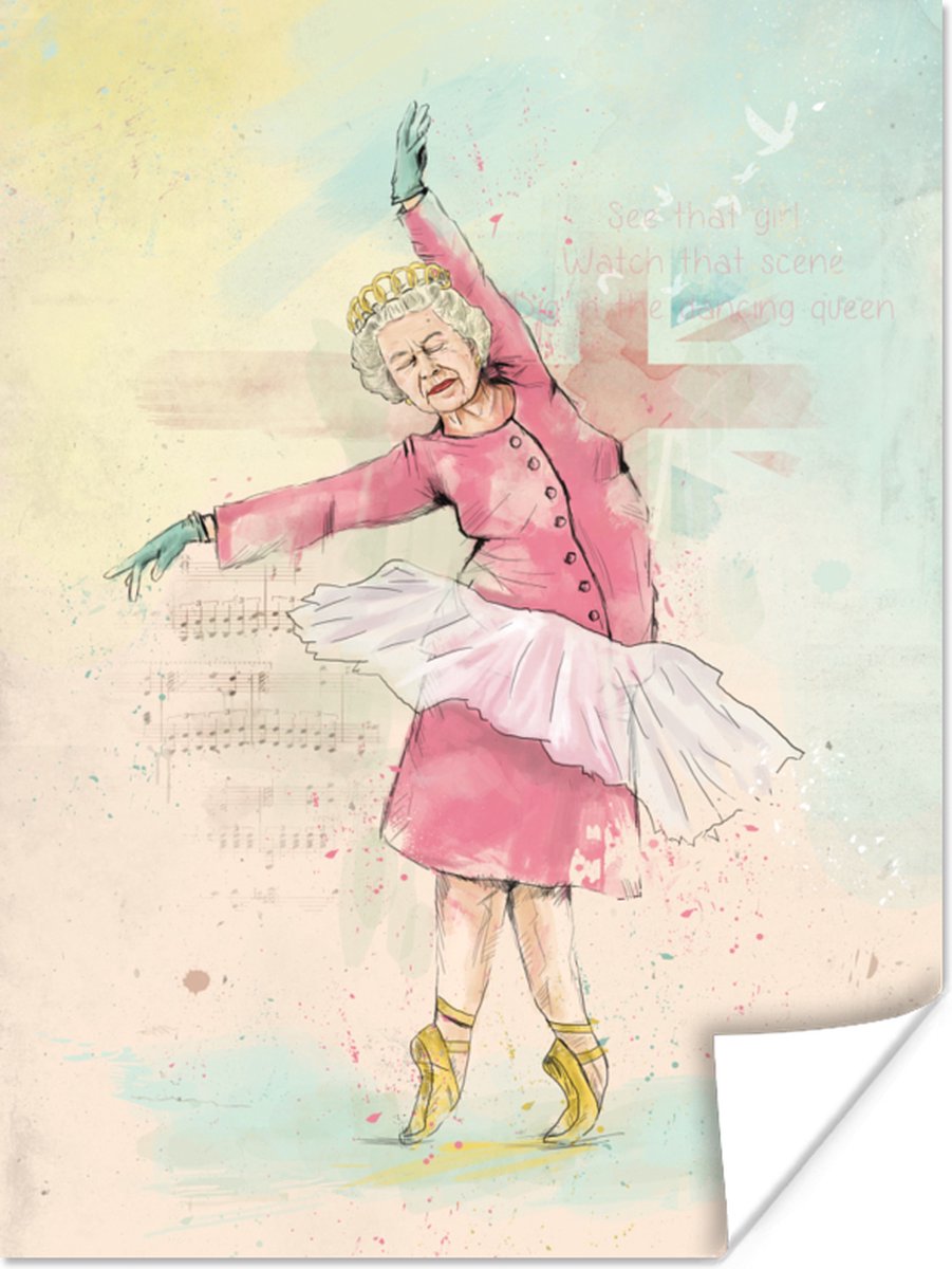 Poster Koningin - Dans - Groot Brittanië - Tutu - 60x80 cm