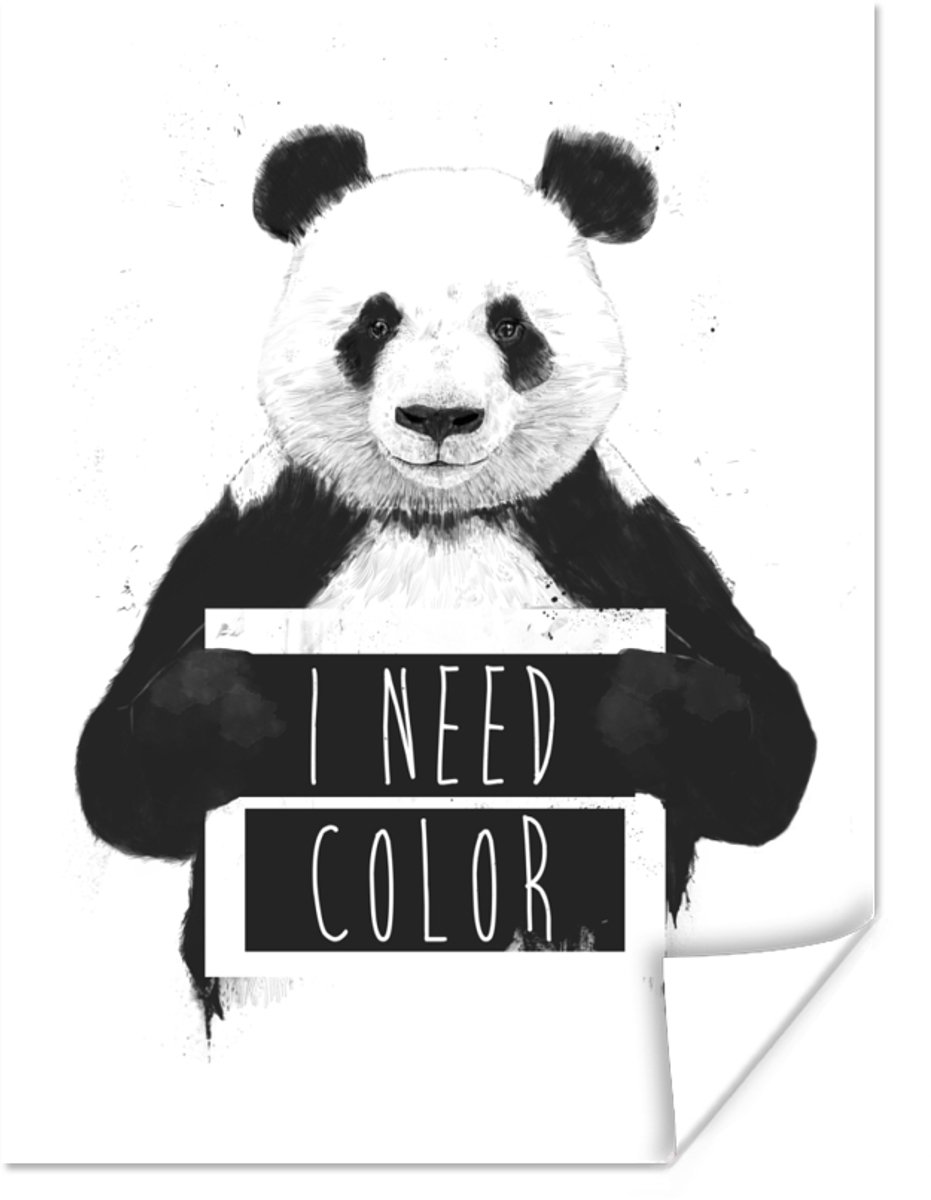 Poster Panda - Quote - Kleur - Wit - 30x40 cm