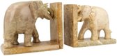 Ensemble de serre-livres éléphant en stéatite 11,5 cm