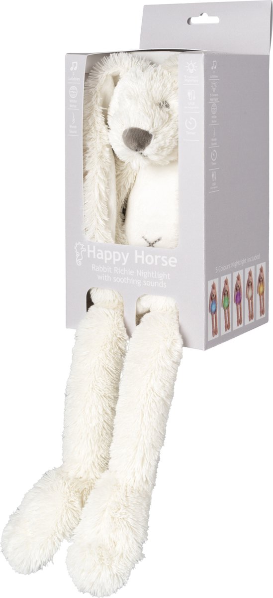 Happy Horse Konijn Richie Nachtlampje met rustgevende geluiden 34cm - Wit - Baby cadeau van Happy Horse — afbeelding 3