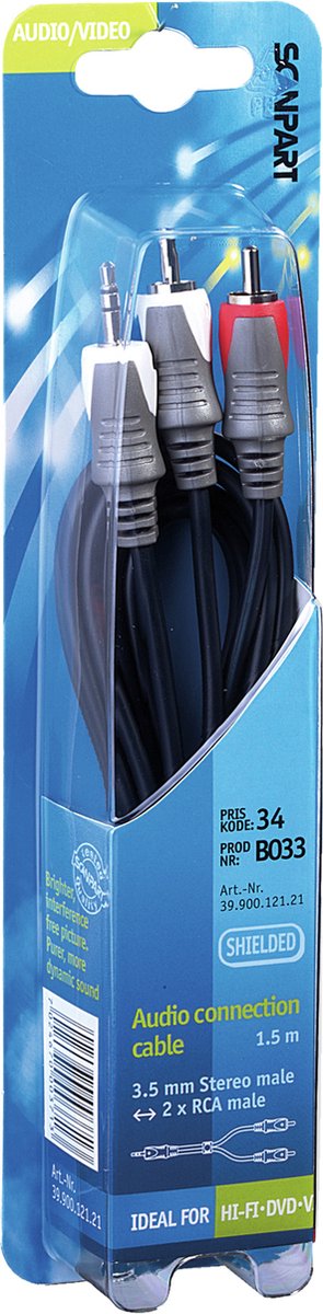 Aansluitkabel 3.5 S(M)-2Tulp(M) 1 5M