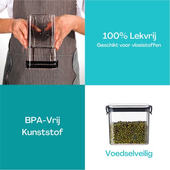 Voorraadpotten – Set Van 8 Stuks – Meal Prep Bakjes - Vershoudbakjes - Opbergbak - Voorraadbussen – Bewaardozen – Luchtdicht – BPA-Vrij - Afbeelding 2