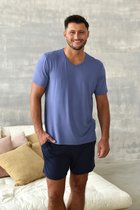 Fashion italienne | Dallas | pyjamas pour hommes | manches courtes | viscose | bleu-bleu marine M