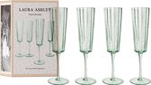 Laura Ashley Glass Collectables Champagneglazen set van 4 - Mondgeblazen - Groen - 21 cl.