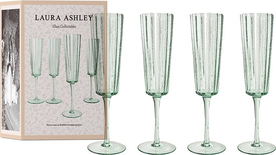 Laura Ashley Glass Collectables Champagneglazen set van 4 - Groen - 21 cl.