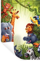 Muurstickers - Sticker Folie - Jungle - Jongens - Meiden - Baby - Olifant - Leeuw - Giraf - 80x120 cm - Plakfolie - Muurstickers Kinderkamer - Zelfklevend Behang - Zelfklevend behangpapier - Stickerfolie