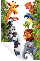 Muurstickers - Sticker Folie - Jungle - Dieren - Jongens - Meisjes - Giraf - Olifant - Kids - 80x120 cm - Plakfolie - Muurstickers Kinderkamer - Zelfklevend Behang - Zelfklevend behangpapier - Stickerfolie