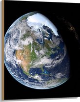 Hout - Licht en Donker op Aarde in het Heelal - 75x100 cm - 9 mm dik - Foto op Hout (Met Ophangsysteem)