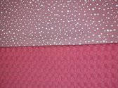 Boxopbergzak - 37 x 46 cm - roze - oud roze katoen met witte dots