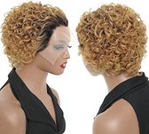 Pixie Bob - Indian Shri Human Hair Front Lace Wig - Curly - #1b/27