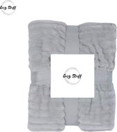 Cosy Stuff - Fleece deken - fleece plaid - licht grijs - 150x200 cm - luxe woonplaid - warm - rib design - zachte deken