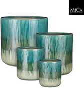 MICA DECORATIONS LARS POT ROND GROEN SET VAN 4 - H29XD29CM