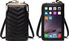 schoudertas voor mobiele telefoon voor dames, mobiele telefoonhoes van PU-leer om op te hangen, met portemonnee, kaartsleuven, crossbody-schoudertas, portemonnee met verstelbaar, afneembaar, voor mobiele telefoons onder de 6,1 inch (zwart)