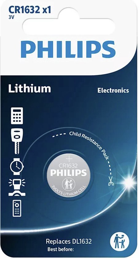 Verwaand weduwnaar Kansen Philips CR1632 - Knoopcel batterij - 1 stuk | bol.com