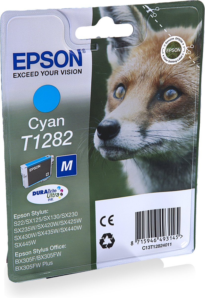 Epson Fox Singlepack Cyan T1282 DURABrite Ultra Ink